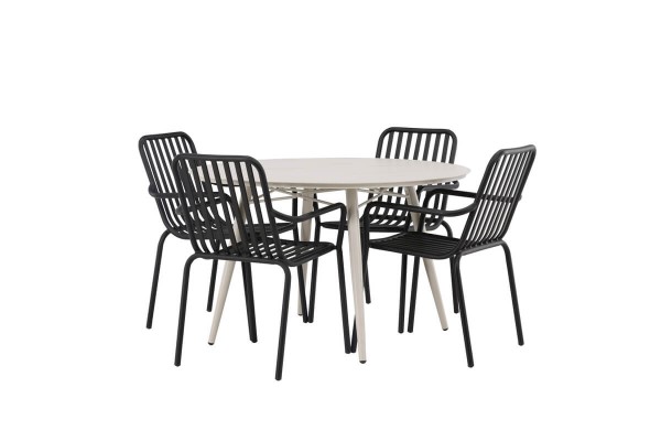 Lina & Peking rund matgrupp beige/svart Venture Home