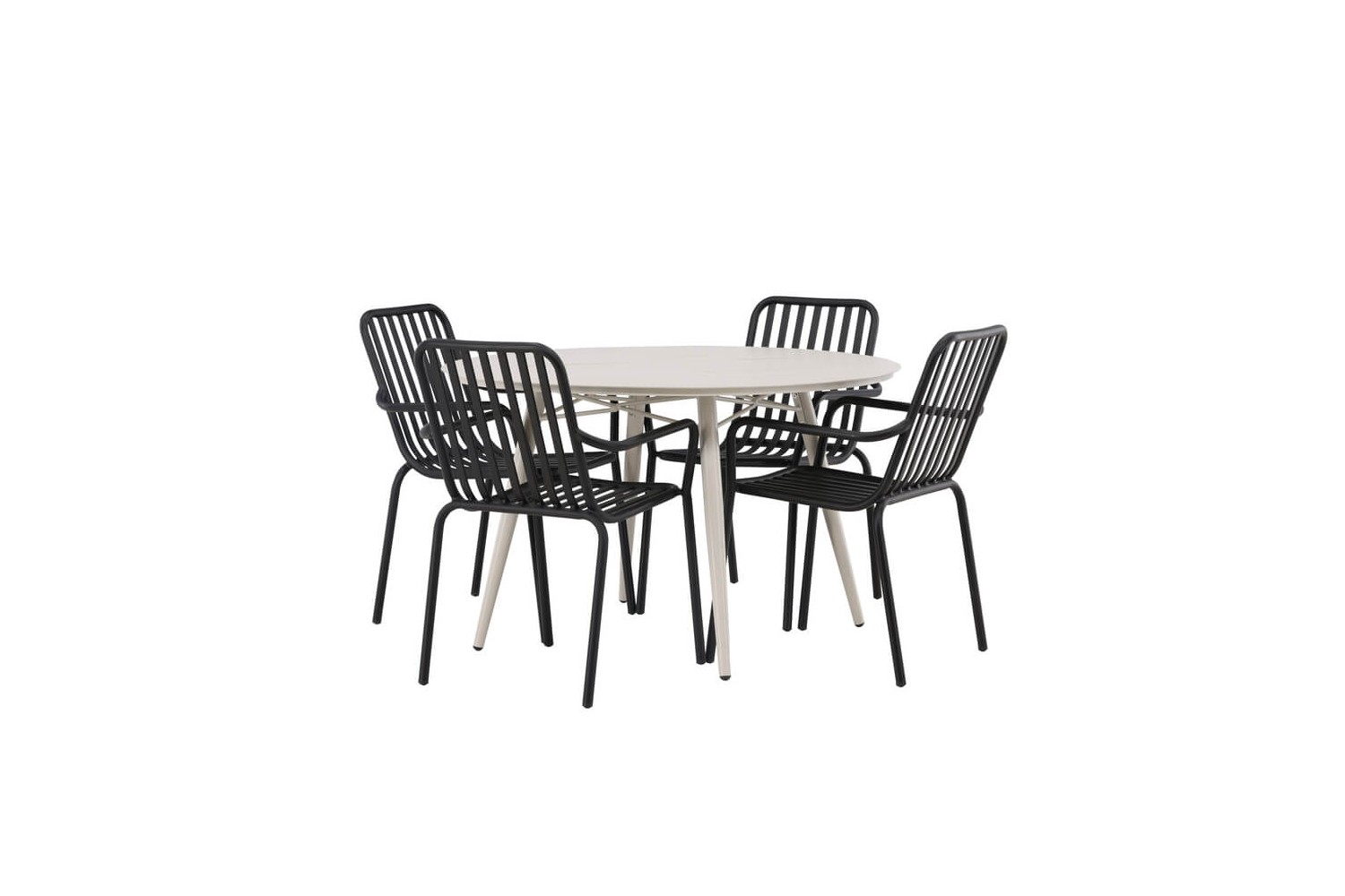 Lina & Peking rund matgrupp beige/svart Venture Home