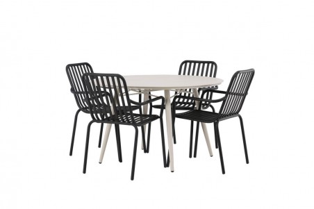 Lina & Peking rund matgrupp beige/svart Venture Home