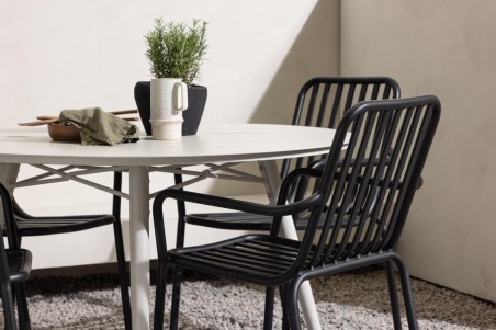 Lina & Peking rund matgrupp beige/svart Venture Home