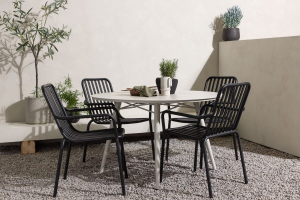 Lina & Peking rund matgrupp beige/svart Venture Home