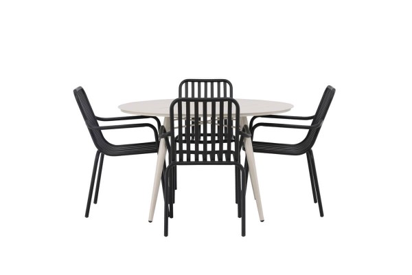 Lina & Peking rund matgrupp beige/svart Venture Home