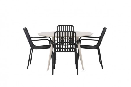 Lina & Peking rund matgrupp beige/svart Venture Home