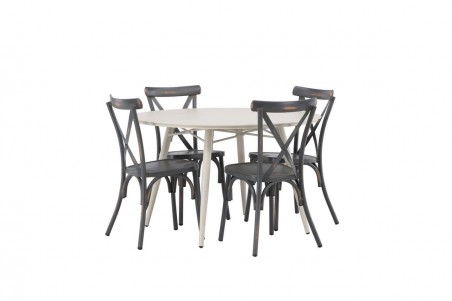 Lina & Tablas rund matgrupp beige/mörkgrå Venture Home