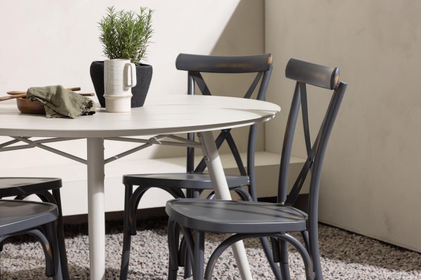 Lina & Tablas rund matgrupp beige/mörkgrå Venture Home