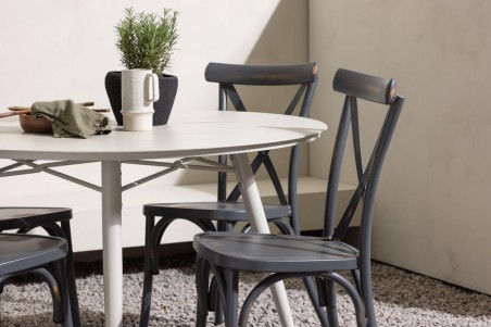 Lina & Tablas rund matgrupp beige/mörkgrå Venture Home
