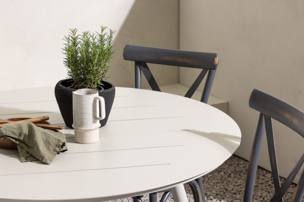 Lina & Tablas rund matgrupp beige/mörkgrå Venture Home
