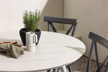 Lina & Tablas rund matgrupp beige/mörkgrå Venture Home
