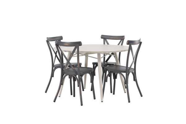 Lina & Tablas rund matgrupp beige/mörkgrå Venture Home