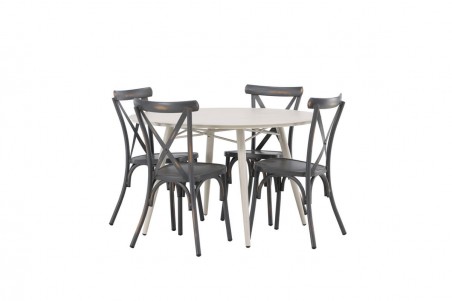 Lina & Tablas rund matgrupp beige/mörkgrå Venture Home