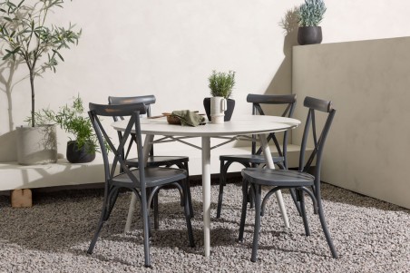 Lina & Tablas rund matgrupp beige/mörkgrå Venture Home