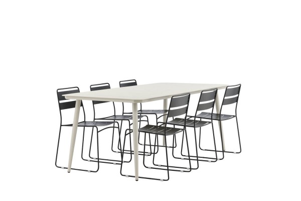 Lina rektangulär matgrupp svart/beige Venture Home