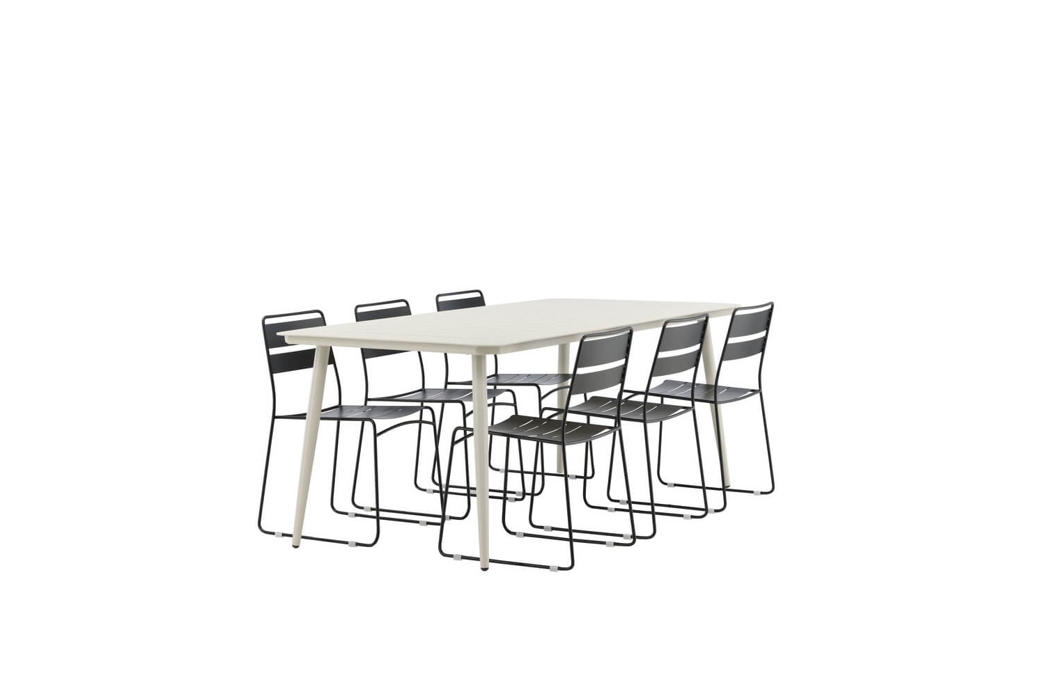 Lina rektangulär matgrupp svart/beige Venture Home