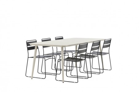Lina rektangulär matgrupp svart/beige Venture Home