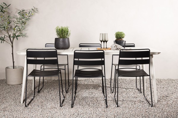 Lina rektangulär matgrupp svart/beige Venture Home