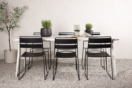 Lina rektangulär matgrupp svart/beige Venture Home