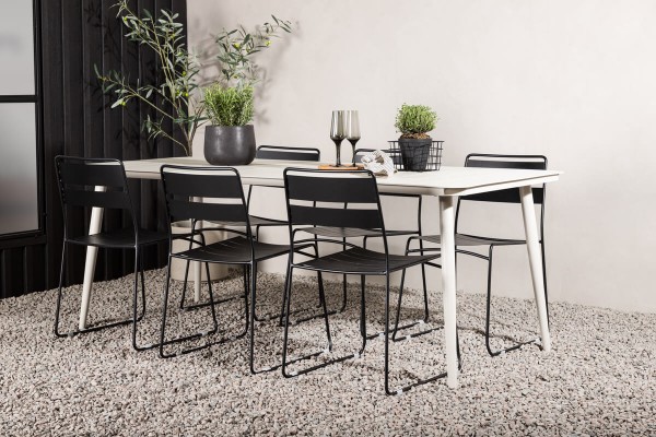 Lina rektangulär matgrupp svart/beige Venture Home