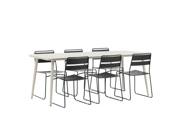 Lina rektangulär matgrupp svart/beige Venture Home