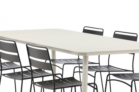 Lina rektangulär matgrupp svart/beige Venture Home