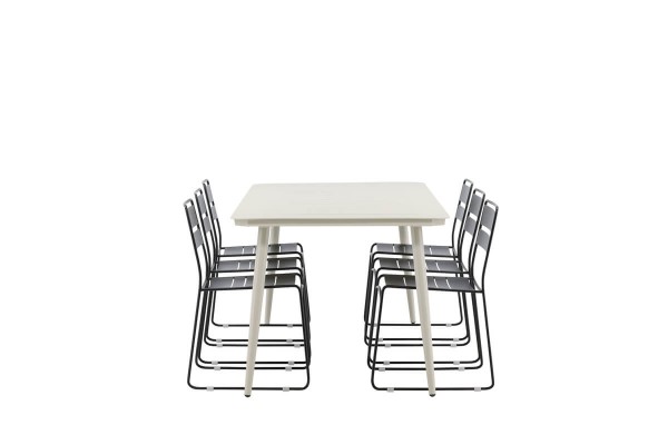 Lina rektangulär matgrupp svart/beige Venture Home