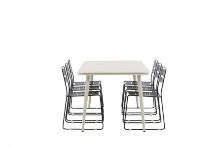 Lina rektangulär matgrupp svart/beige Venture Home