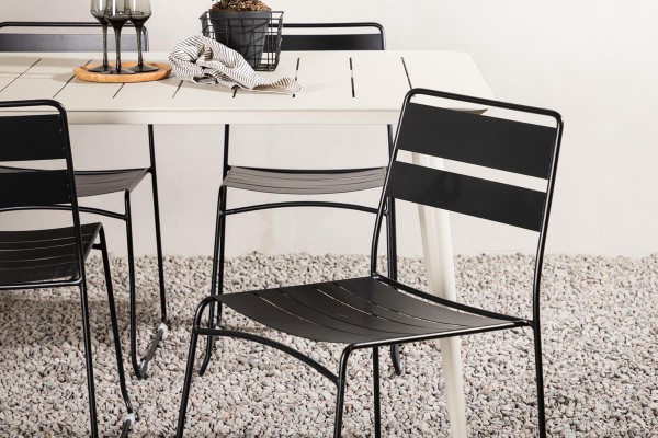 Lina rektangulär matgrupp svart/beige Venture Home