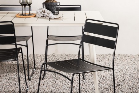 Lina rektangulär matgrupp svart/beige Venture Home