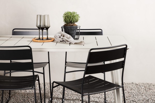 Lina rektangulär matgrupp svart/beige Venture Home
