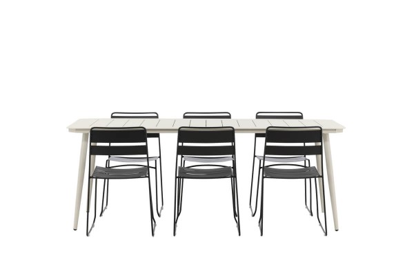 Lina rektangulär matgrupp svart/beige Venture Home