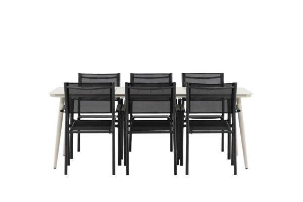 Lina & Santorini matgrupp beige/svart Venture Home