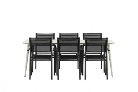 Lina & Santorini matgrupp beige/svart Venture Home