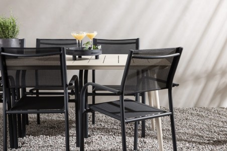 Lina & Santorini matgrupp beige/svart Venture Home