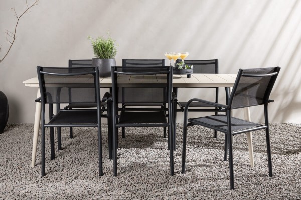Lina & Santorini matgrupp beige/svart Venture Home