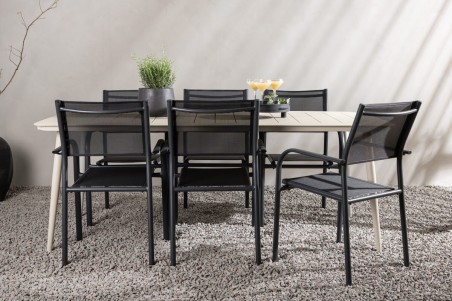 Lina & Santorini matgrupp beige/svart Venture Home