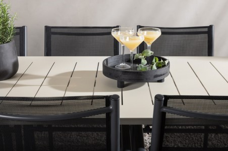 Lina & Santorini matgrupp beige/svart Venture Home