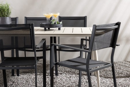 Lina & Copacabana matgrupp beige/svart Venture Home