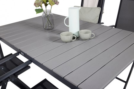 Levels & Break matgrupp 1 bord + 4 stolar svart/grå Venture Home