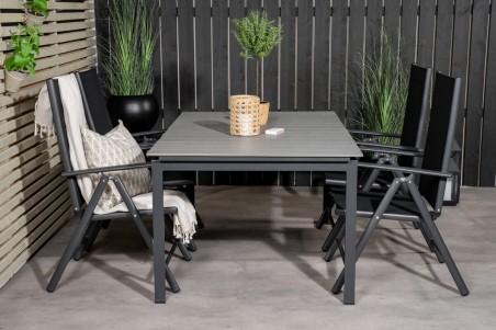Levels & Break matgrupp 1 bord + 4 stolar svart/grå Venture Home