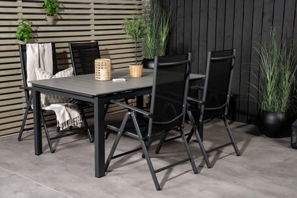 Levels & Break matgrupp 1 bord + 4 stolar svart/grå Venture Home