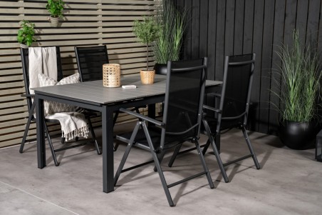 Levels & Break matgrupp 1 bord + 4 stolar svart/grå Venture Home