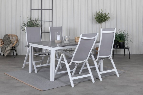 Levels & Albany matgrupp 1 bord + 4 stolar vit/grå Venture Home