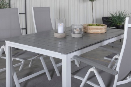 Levels & Albany matgrupp 1 bord + 4 stolar vit/grå Venture Home