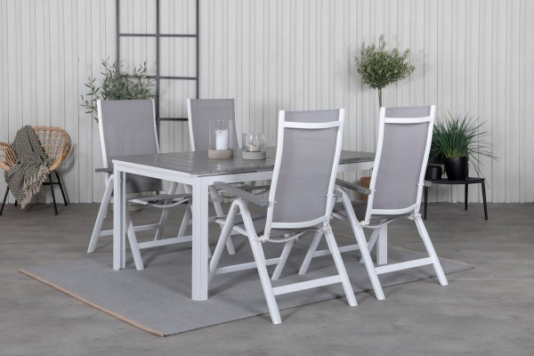 Levels & Albany matgrupp 1 bord + 4 stolar vit/grå Venture Home