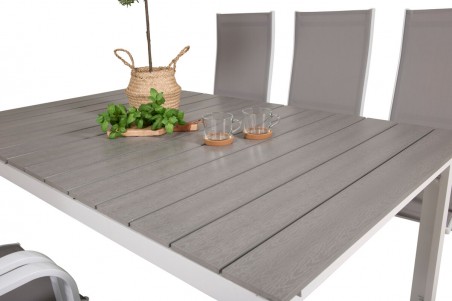 Levels & Copacabana matgrupp 1 bord + 6 stolar vit/grå Venture Home