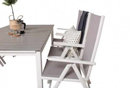 Levels & Break matgrupp 1 bord + 6 stolar grå/vit Venture Home