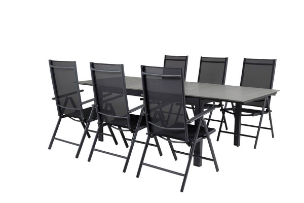 Levels & Break matgrupp 1 bord + 6 stolar svart Venture Home