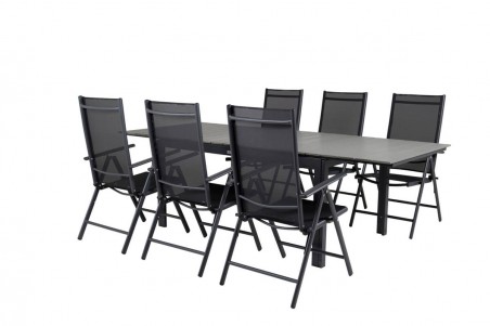 Levels & Break matgrupp 1 bord + 6 stolar svart Venture Home