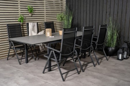Levels & Break matgrupp 1 bord + 6 stolar svart Venture Home