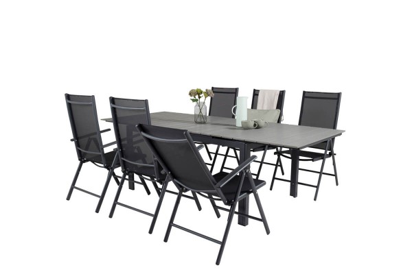 Levels & Break matgrupp 1 bord + 6 stolar svart Venture Home
