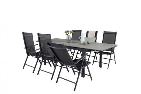 Levels & Break matgrupp 1 bord + 6 stolar svart Venture Home